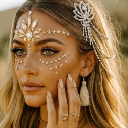 Cyrkonie ozdobne łańcuszki diamenciki do włosów kryształki Boho