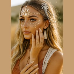 Cyrkonie ozdobne łańcuszki diamenciki do włosów kryształki Boho