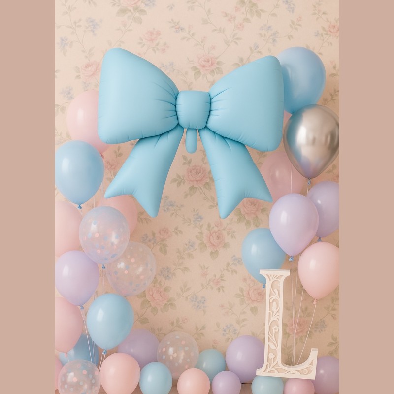 Balon foliowy kokarda Satynowa niebieska 98x75cm