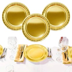 Złote Talerzyki Papierowe 23cm 6 szt.