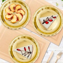 Złote Talerzyki Papierowe 23cm 6 szt.