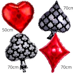 Balony Kasyno Casino Figury Karciane Poker 55x66 cm 4 sztuki