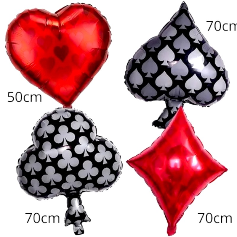Balony Kasyno Casino Figury Karciane Poker 55x66 cm 4 sztuki