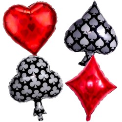 Balony Kasyno Casino Figury Karciane Poker 55x66 cm 4 sztuki