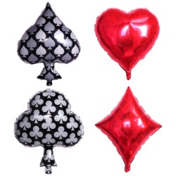 Balony Kasyno Casino Figury Karciane Poker 55x66 cm 4 sztuki