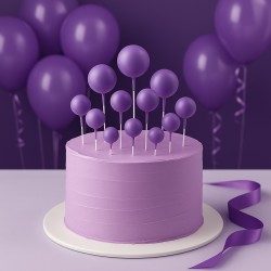 Toppery na tort kulki fioletowe matowe 20szt