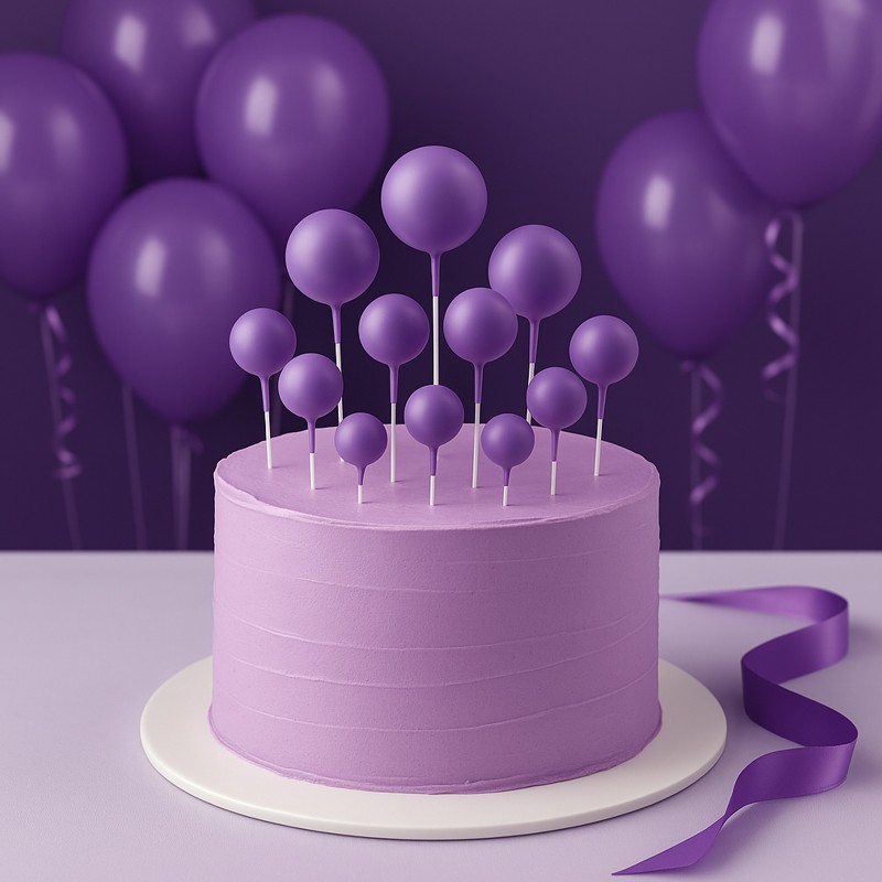Toppery na tort kulki fioletowe matowe 20szt