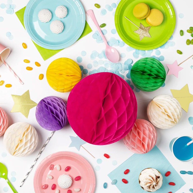 Honeycomb bibułowy fioletowy 20 cm dekoracja