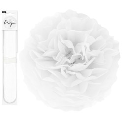 Pompon bibułowy biały 25 cm dekoracyjny