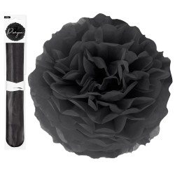 Pompon bibułowy czarny 25 cm dekoracyjny