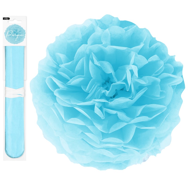 Pompon Bibułowy Błękitny Dekoracyjny 25 cm