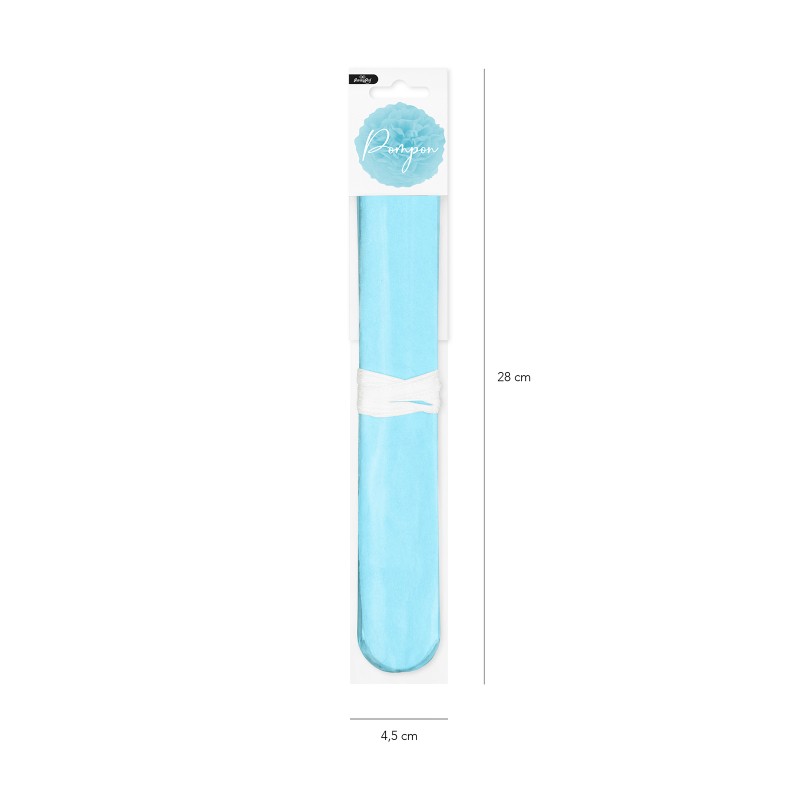 Pompon Bibułowy Błękitny Dekoracyjny 25 cm