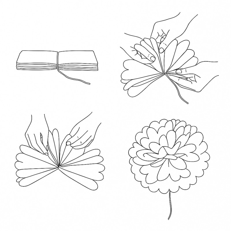 Pompon bibułowy biały 25 cm dekoracyjny