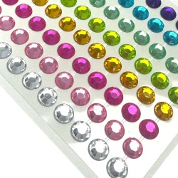 Naklejki Kolorowe Kryształki Samoprzylepne DIY 120szt - 6mm