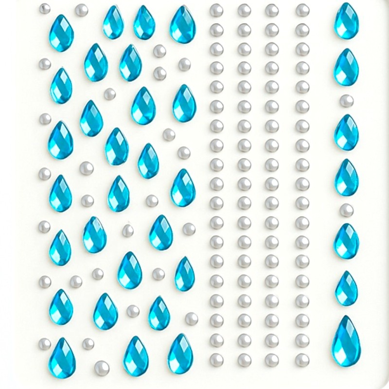Kryształki niebieskie łezki i perełki FaceGem