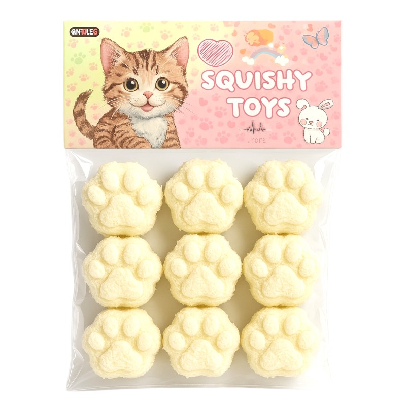 Gniotki Gniotek kocia łapka 9 szt. 90g z posypką kokosową