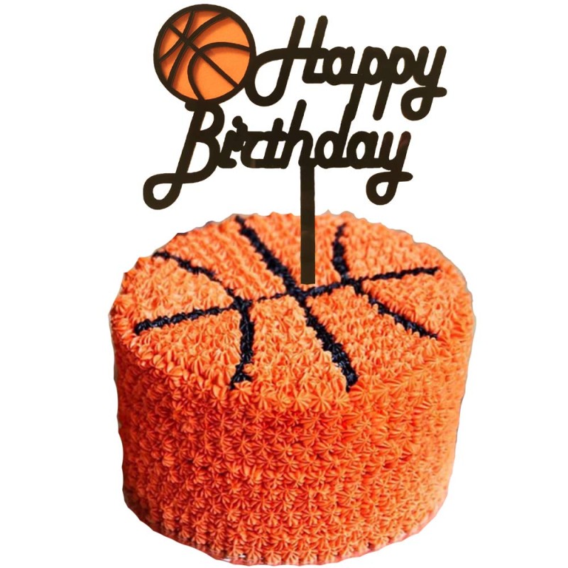 Topper na tort z piłką koszykową Happy Birthday
