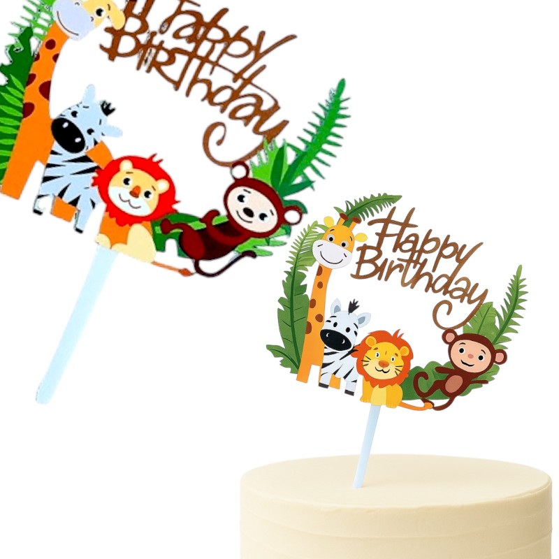 Topper na tort Zwierzątka Happy Birthday 16cm