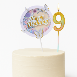 Topper na tort z Motylkami Happy Birthday 17 cm Motyle