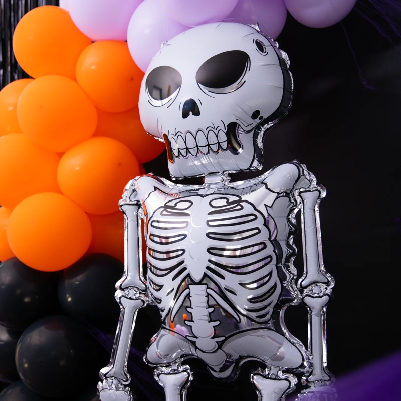 Duży Balon foliowy Kościotrup Dekoracja na Halloween 154x78 cm Szkielet