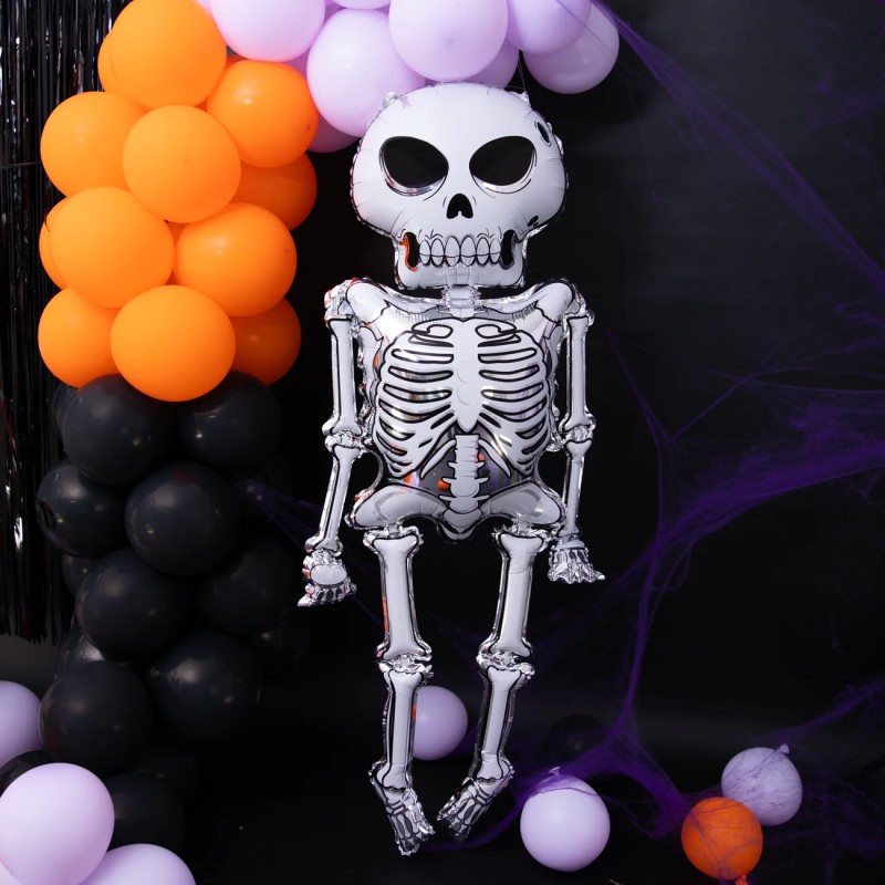 Duży Balon foliowy Kościotrup Dekoracja na Halloween 154x78 cm Szkielet