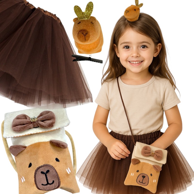 Zestaw TUTU Kapibara: Spódniczka, Torebka, Spinka