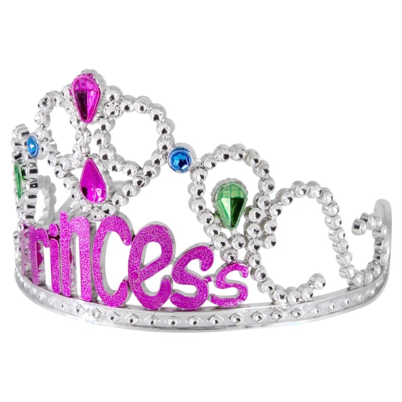 Korona Diadem Princess z Kamieniami Fuksja