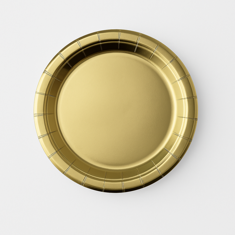 Talerzyki papierowe 23 cm złote zestaw 20 sztuk