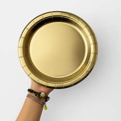 Talerzyki papierowe 23 cm złote zestaw 20 sztuk