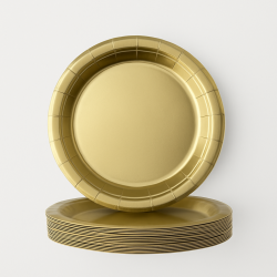 Talerzyki papierowe 23 cm złote zestaw 20 sztuk