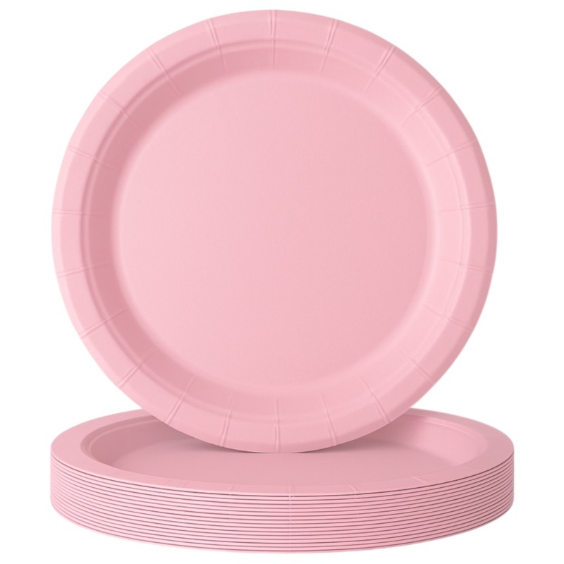 Talerzyki papierowe 23cm jasny róż zestaw 20 sztuk