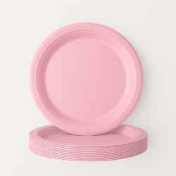Talerzyki papierowe 23cm jasny róż zestaw 20 sztuk