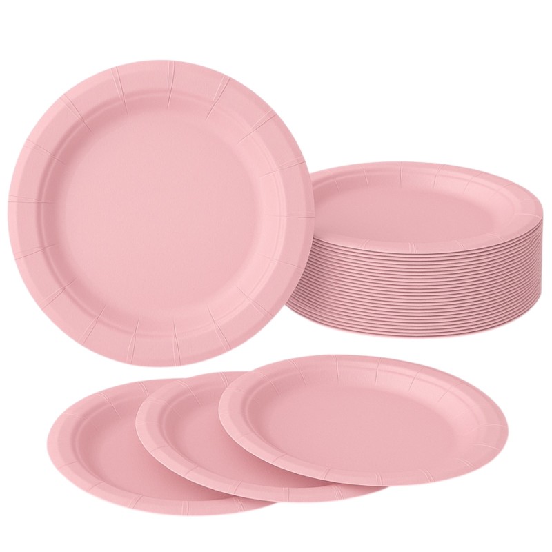 Talerzyki papierowe 18cm jasny róż 20 sztuk