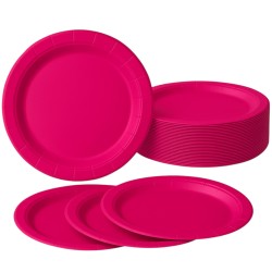 Różowe talerzyki papierowe...