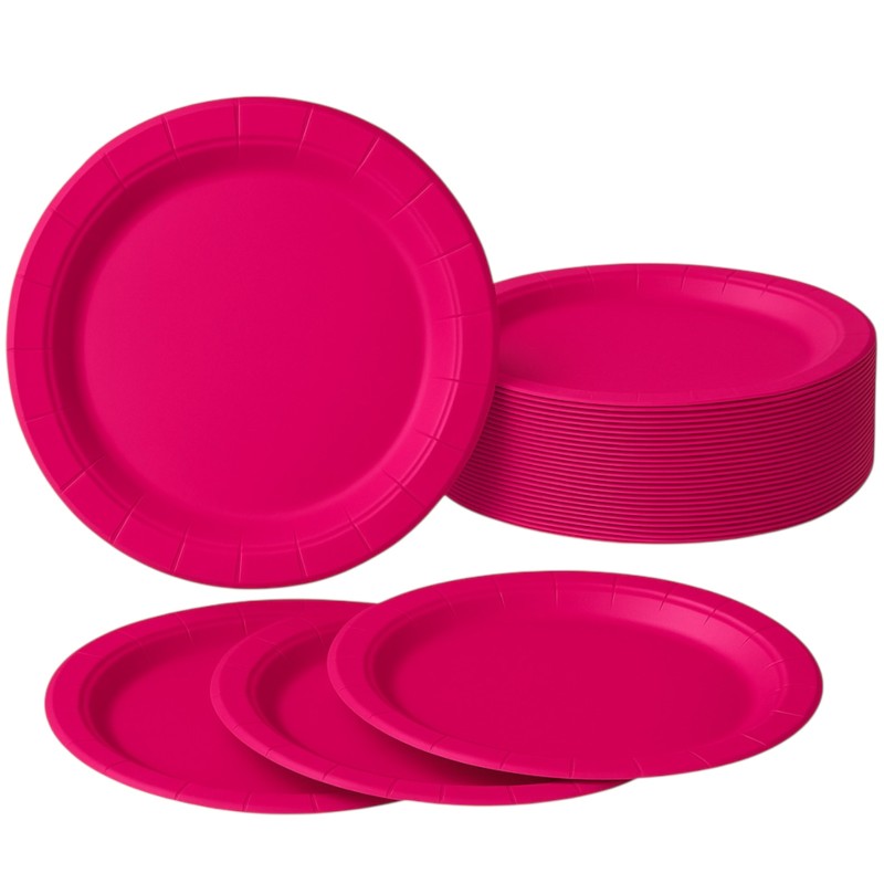 Różowe talerzyki papierowe 18cm, zestaw 20 sztuk