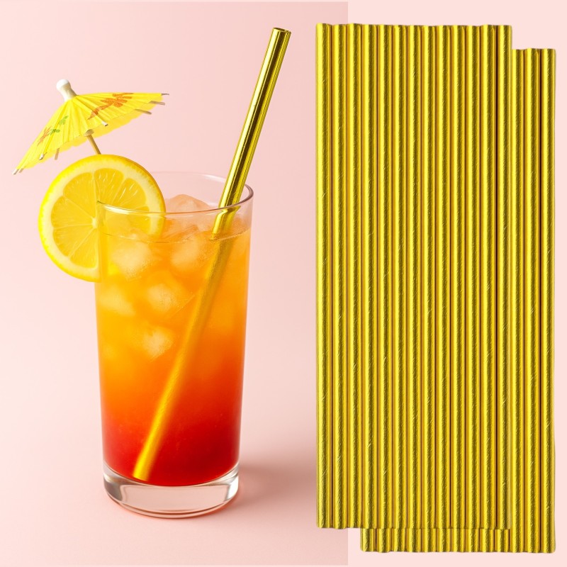 Słomki papierowe złote  20 szt.