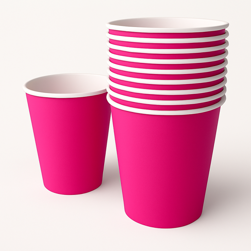 Kubeczki papierowe róż fuksja 10 sztuk 250 ml