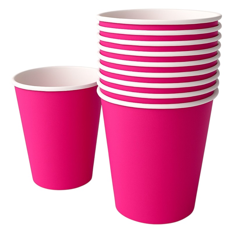 Kubeczki papierowe róż fuksja 10 sztuk 250 ml