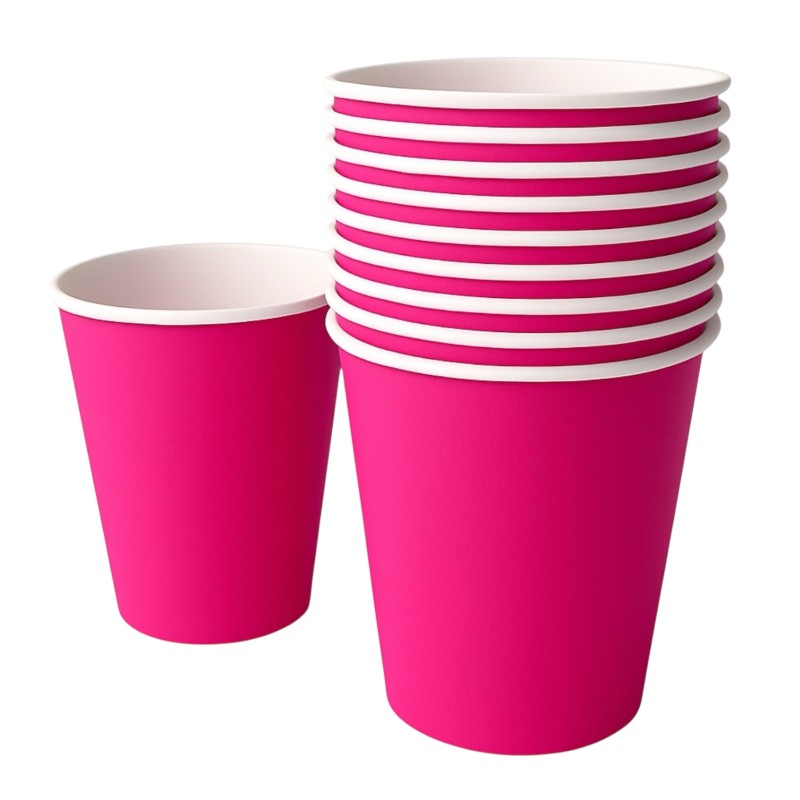 Kubeczki papierowe róż fuksja 10 sztuk 250 ml
