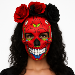 Maska La Catrina Czerwona czaszka Halloween