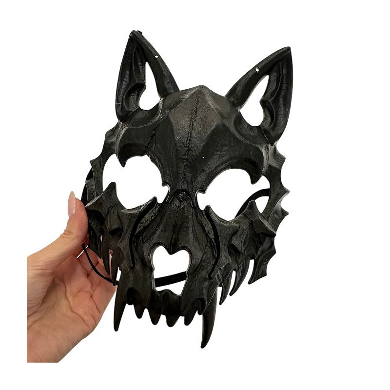 Maska wilkołak na Halloween czarna 20x17cm