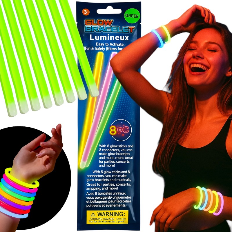 Fluorescencyjne Bransoletki GLOW 8 Sztuk