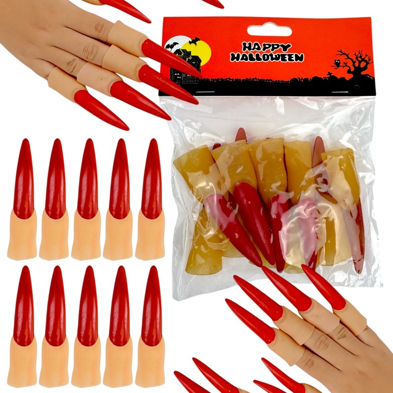 Pazury Halloween Czerwone Szpony Na Palce 10szt