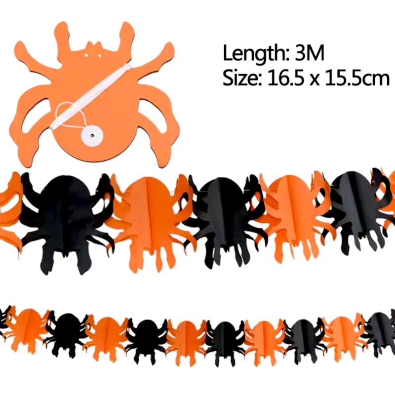 Baner sznur dekoracyjny Halloween 3D Pająk 3m