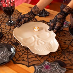 Talerz Czaszka Beżowy na Halloween