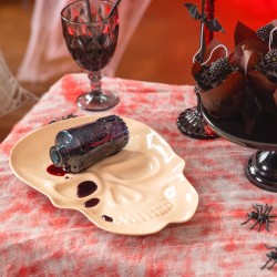 Talerz Czaszka Beżowy na Halloween