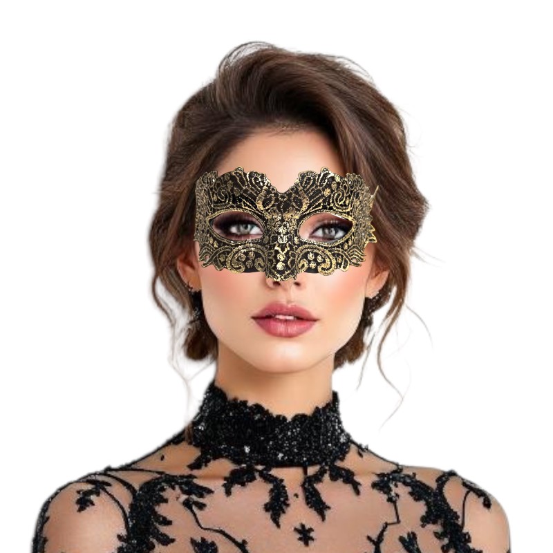 Maska Karnawałowa Wenecka Złoto-Czarna