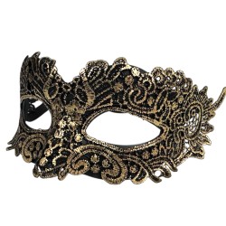 Maska Karnawałowa Wenecka Złoto-Czarna