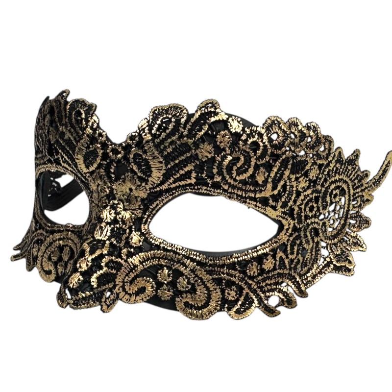 Maska Karnawałowa Wenecka Złoto-Czarna
