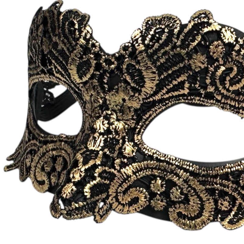 Maska Karnawałowa Wenecka Złoto-Czarna
